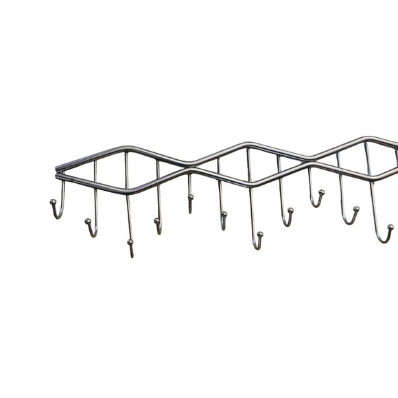 Wall Mounted Metal Wire Zigzag Hook Rack Organizer for Keys Hats or Coats 16 Hoo - Picture 2 of 3